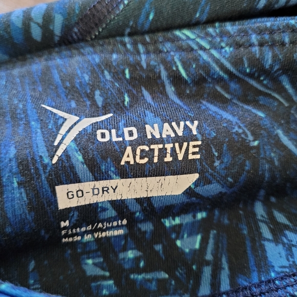 Old Navy Go Dry Active Compression Blue Palm Cropped Leggings Size Women Medium - Picture 10 of 11